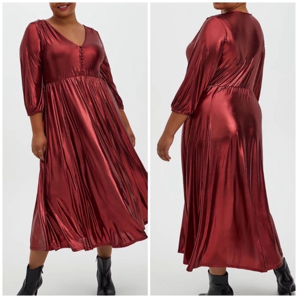 NWT Torrid Red Liquid Knit Tea Length Dress 2X